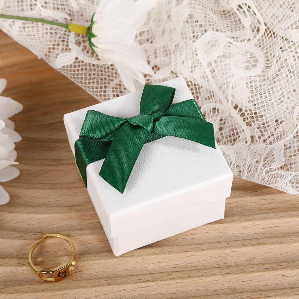 12pieces Luxury Jewelry Storage Rigid Gift Box Packaging White Green ribbon