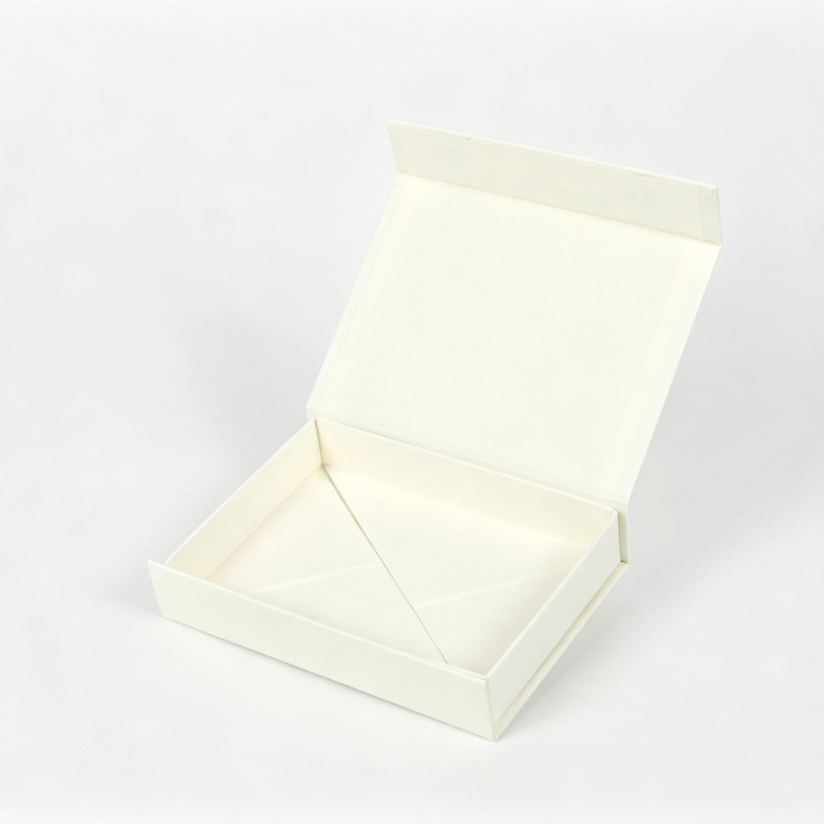 Small shallow ivory magnetic gift box with magnetic closure – premium rigid packaging-open the lid-liyueyibox