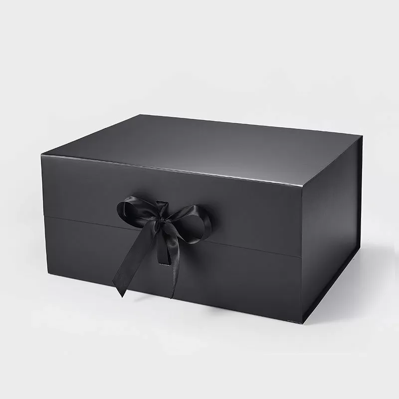 A3 Deep Magnetic Gift Box Black with ribbon