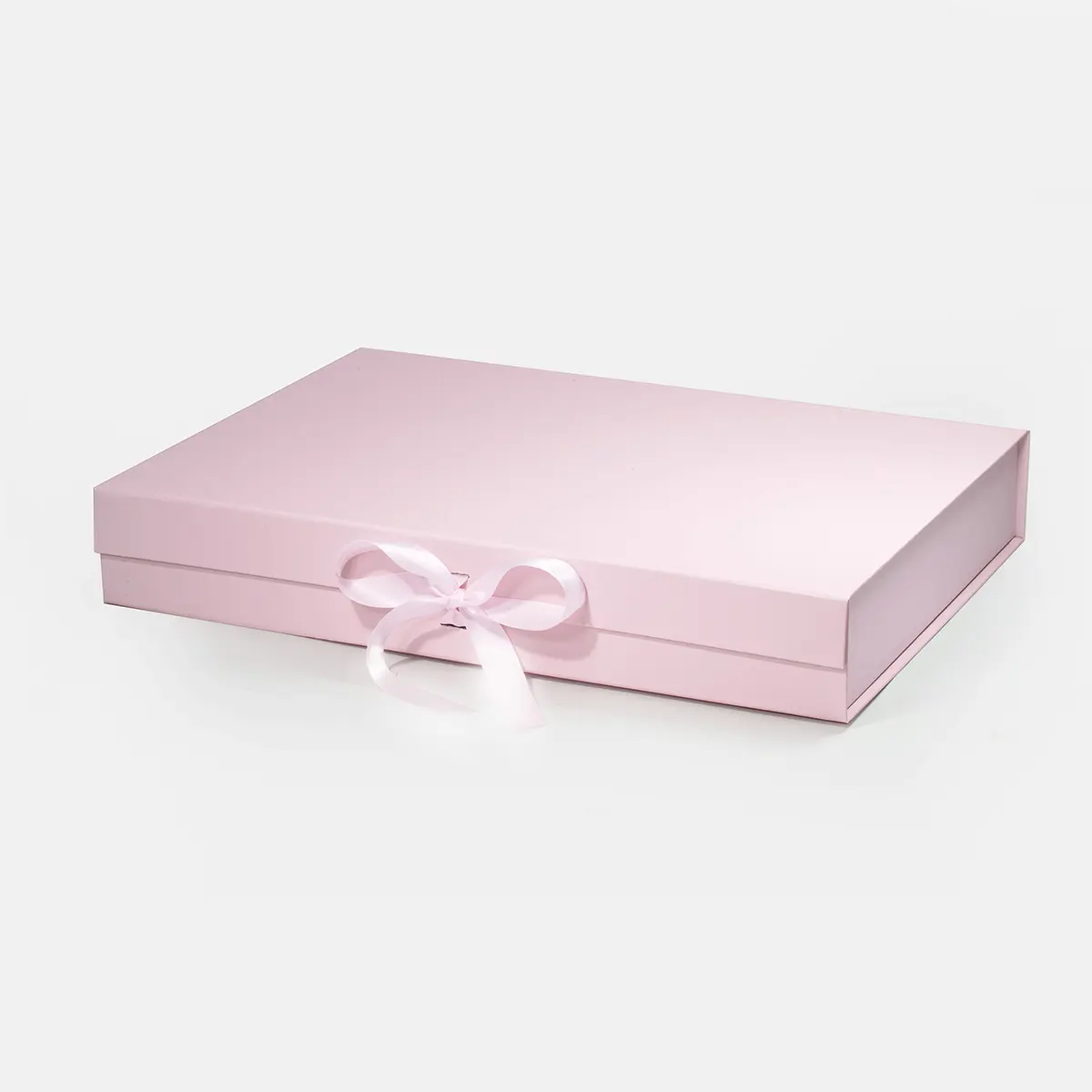 A3 Extra Shallow Magnetic Gift Box Pink with ribbon