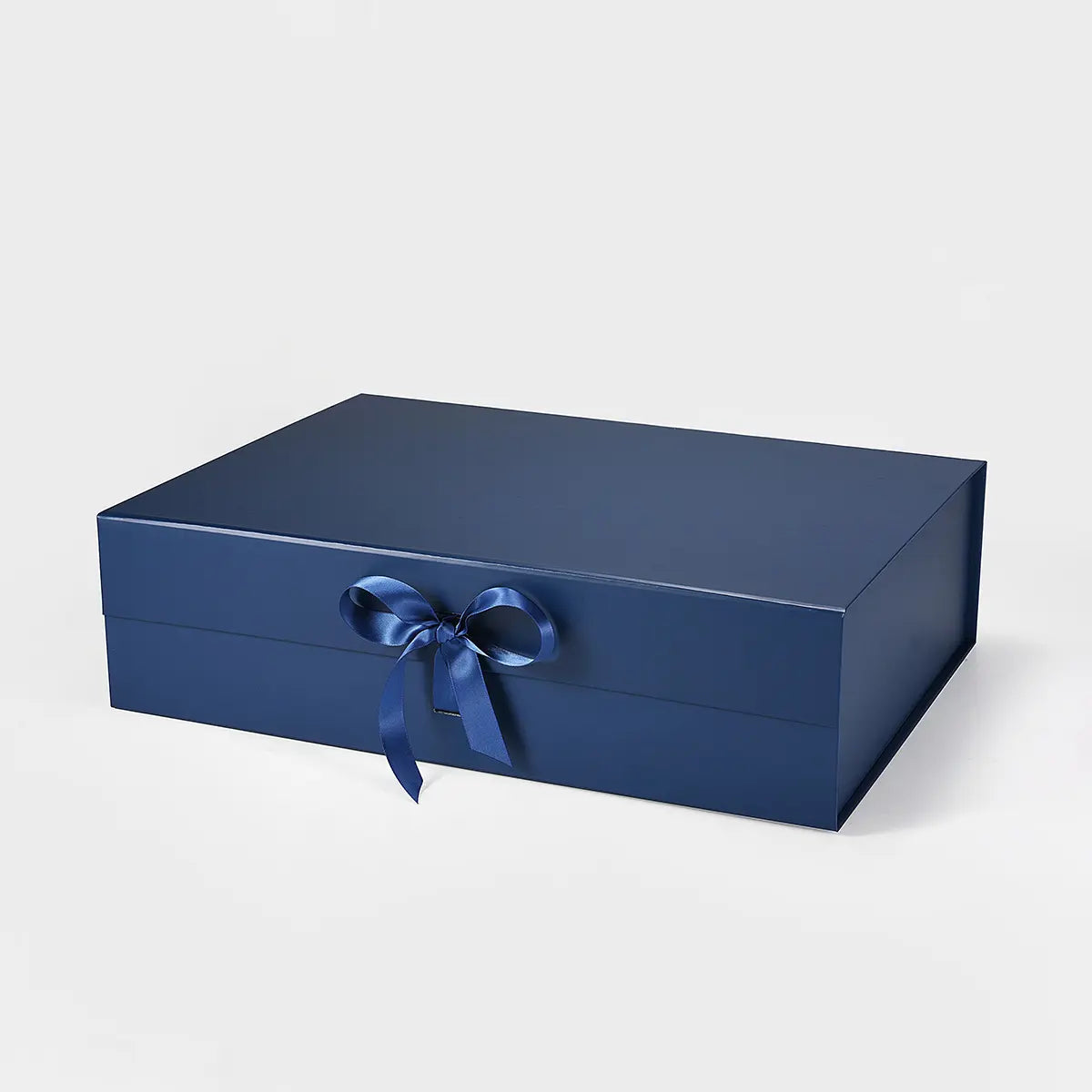 A3 Shallow Magnetic Gift Box Navy Blue with ribbon