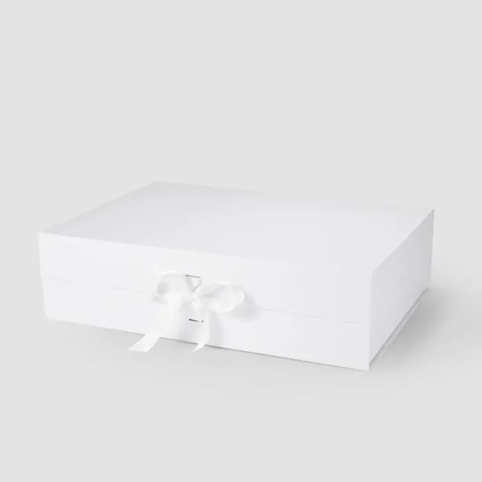 A3 Shallow Magnetic Gift Box White with ribbon