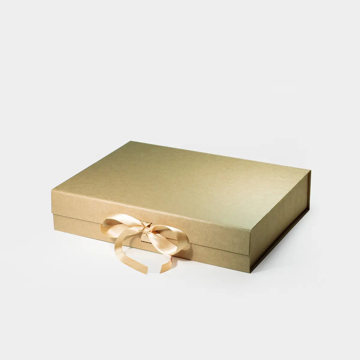 A4 Shallow Magnetic Gift Box Kraft with ribbon