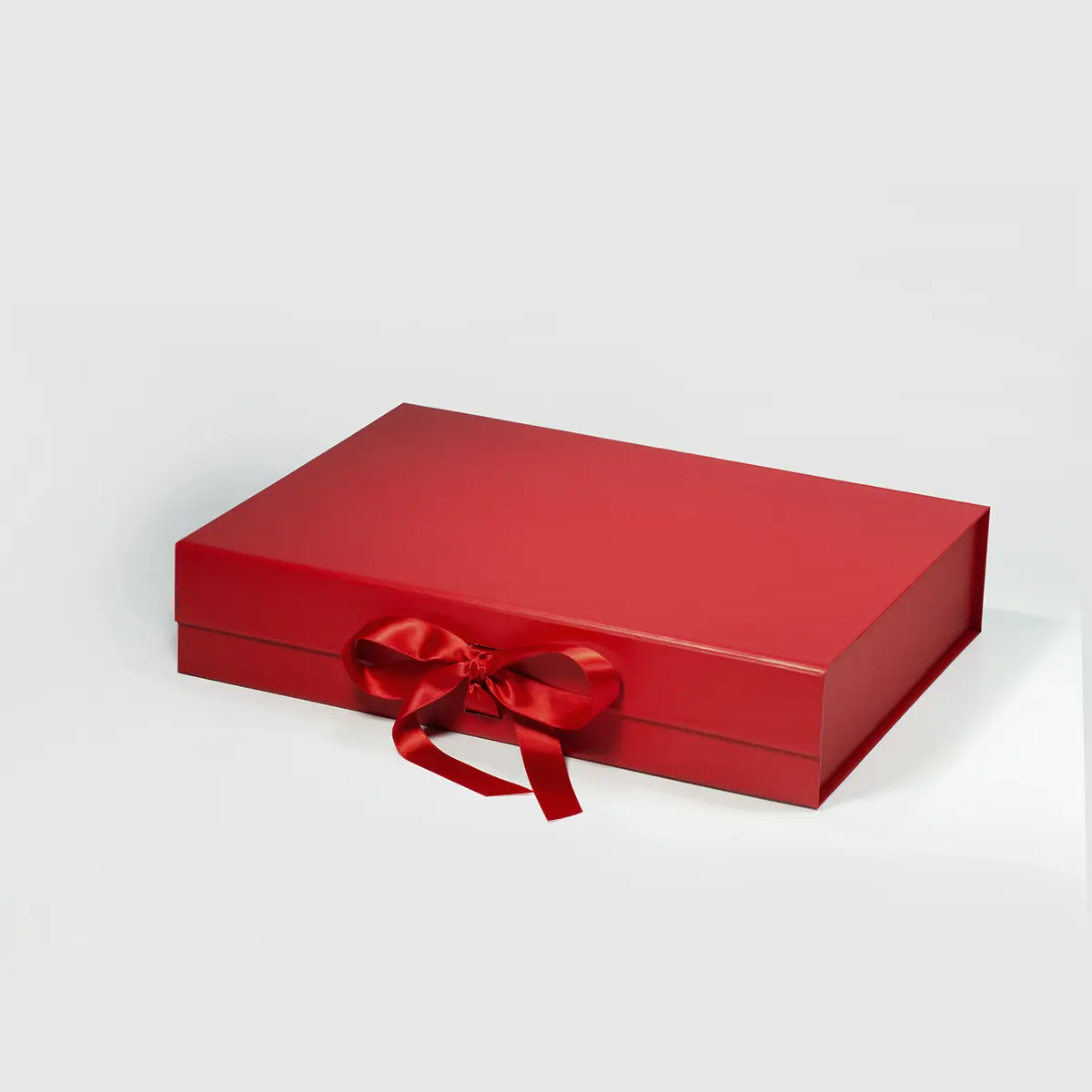 A4 Shallow Magnetic Gift Box Red with ribbon
