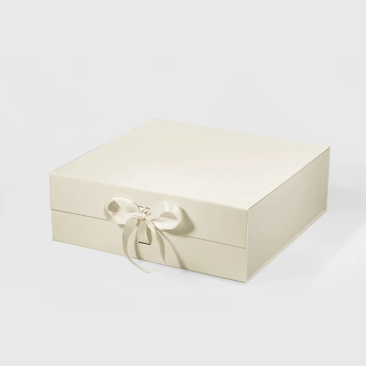 A4 Square Magnetic Gift Box Ivory with ribbon