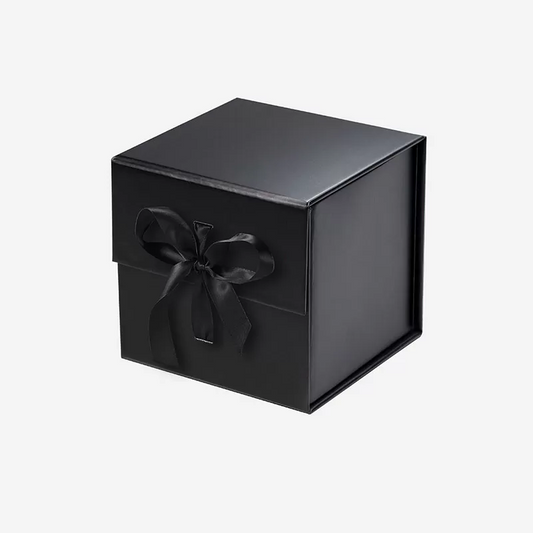 A5 Cube Magnetic Gift Box Black with ribbon