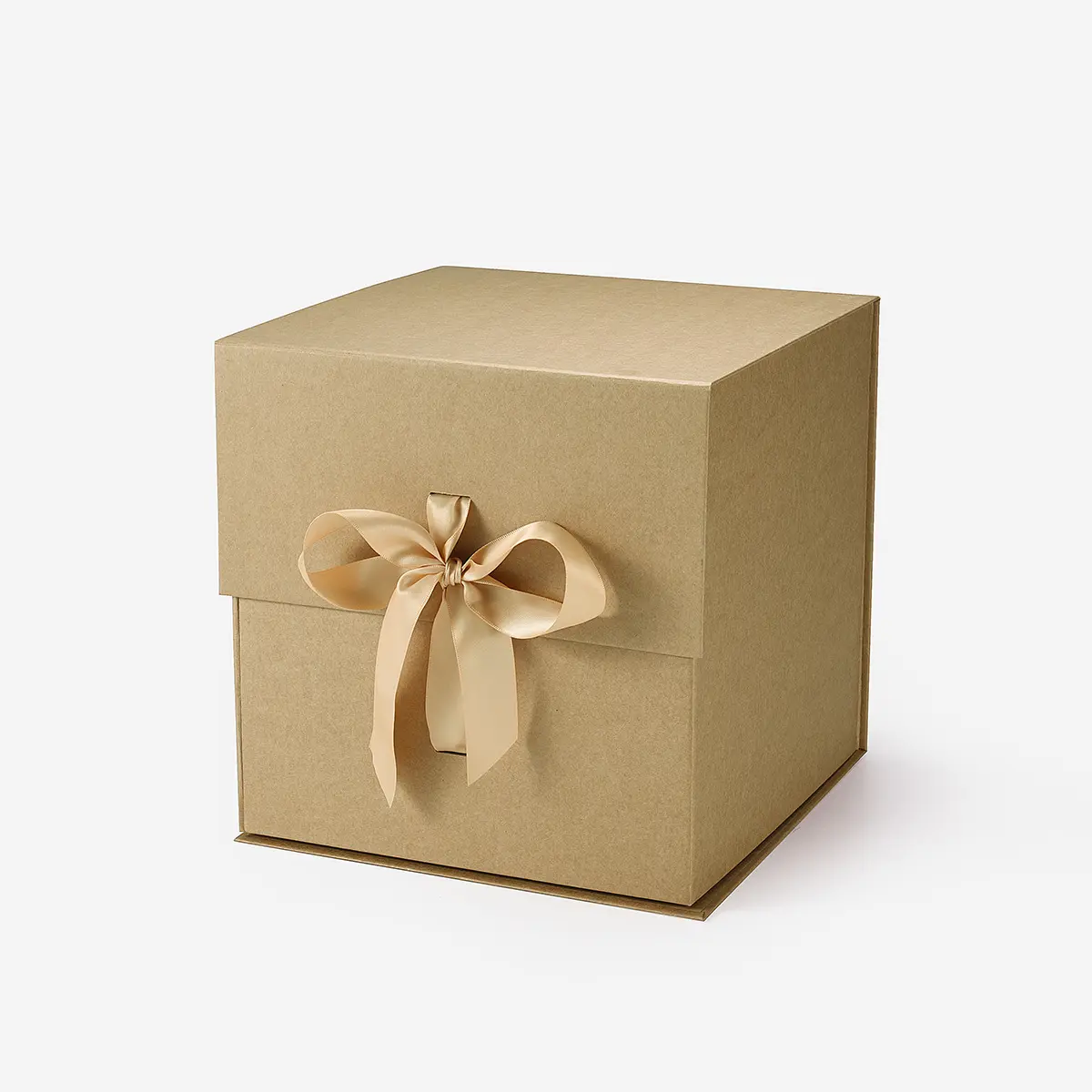 A5 Cube Magnetic Gift Box Kraft with ribbon