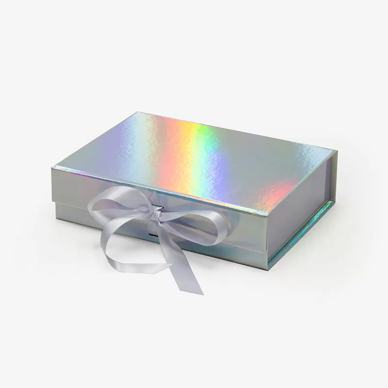 A5 Holographic Shallow Magnetic Gift Box With Ribbon - Liyueyi Gift Box Boutique