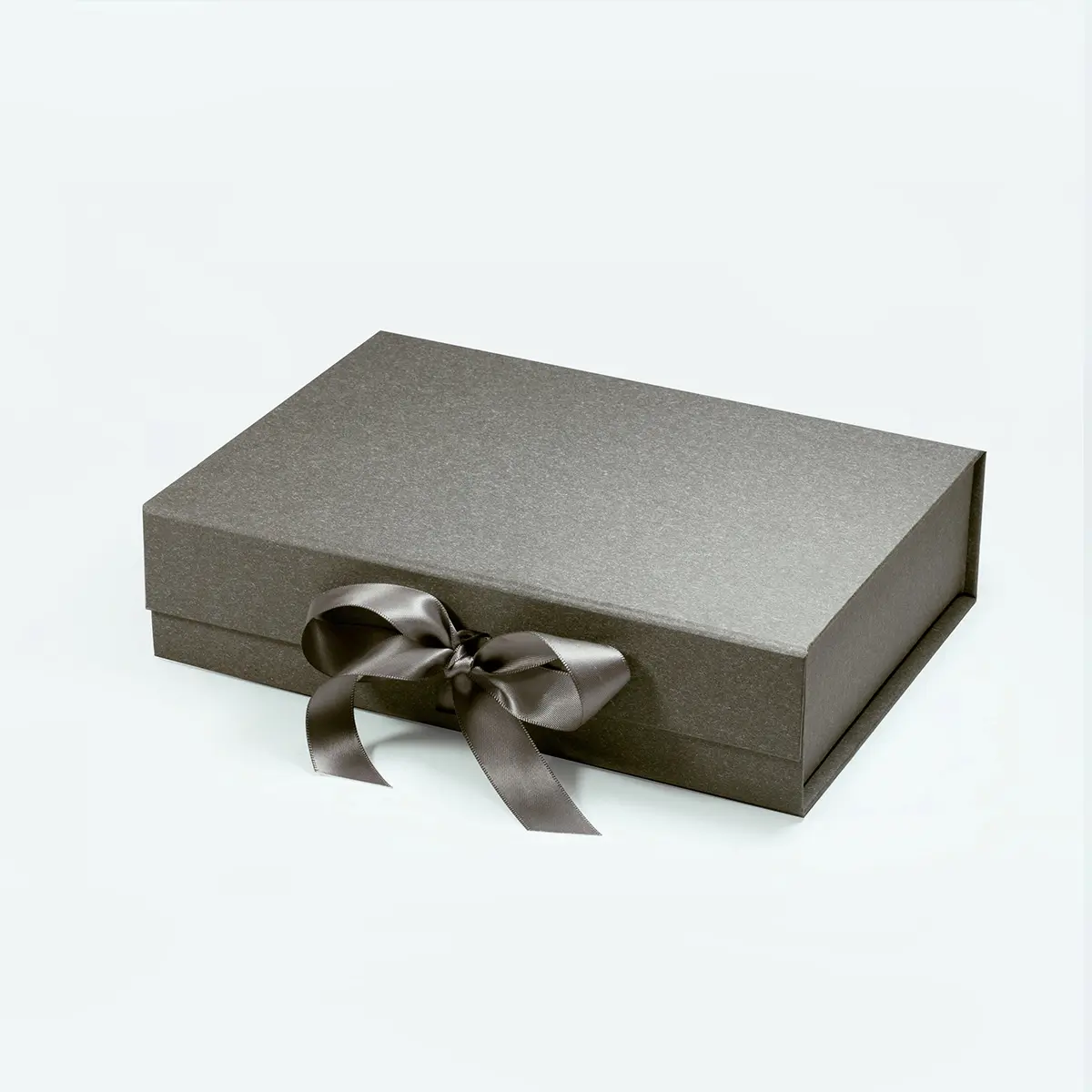 A5 Grey Shallow Magnetic Gift Box With Ribbon - Liyueyi Gift Box Boutique