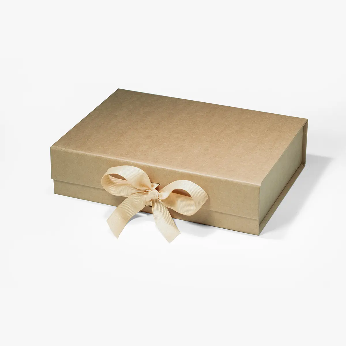 A5 Kraft Shallow Magnetic Gift Box With Ribbon - Liyueyi Gift Box Boutique