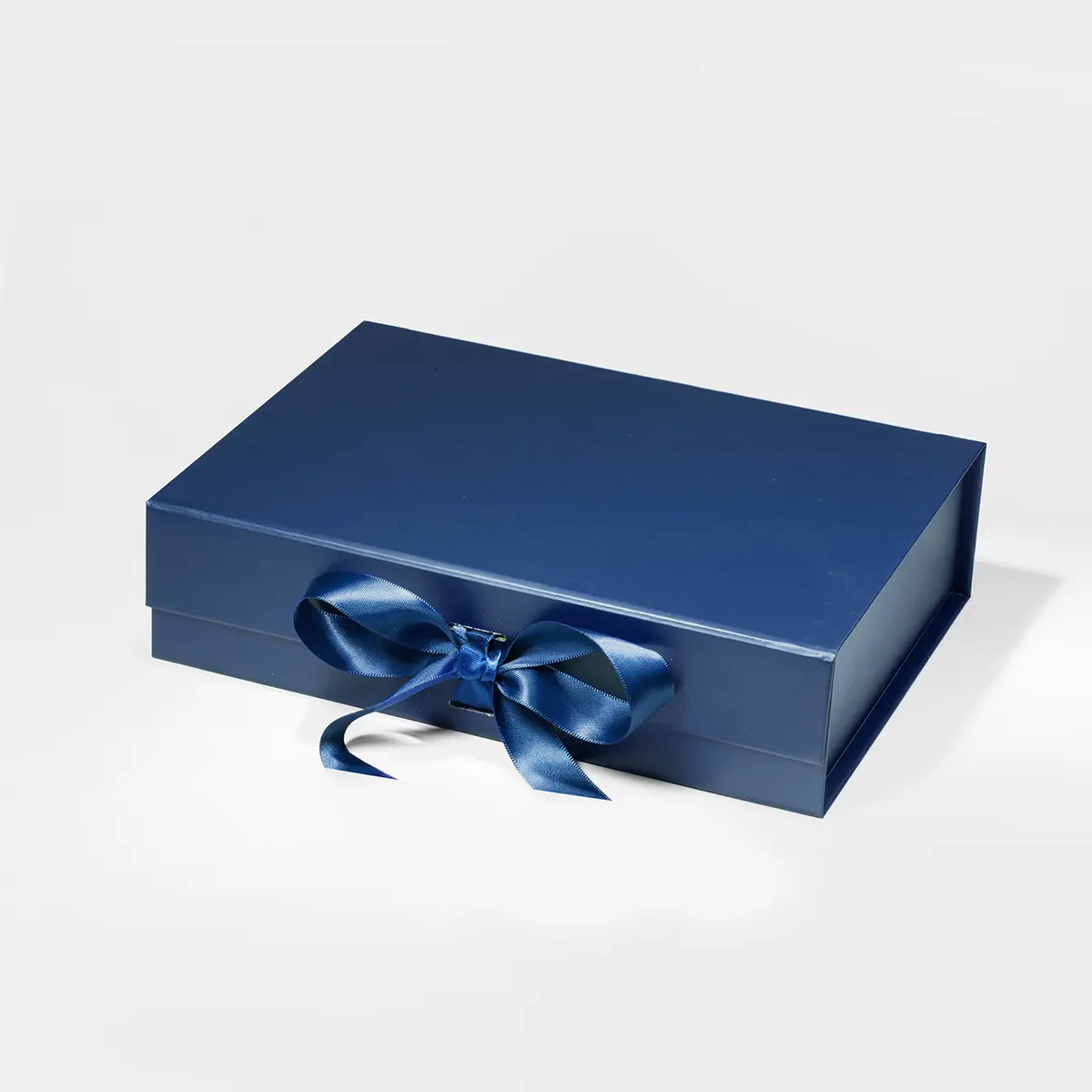 A5 Navy Blue Shallow Magnetic Gift Box With Ribbon - Liyueyi Gift Box Boutique