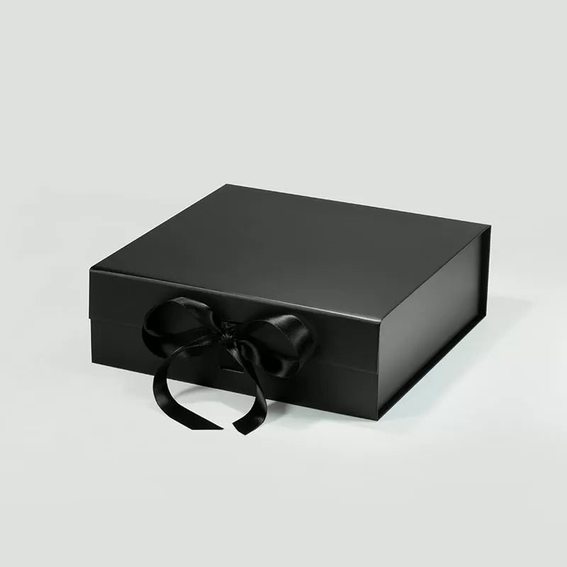 A5 Square Magnetic Gift Box Black with ribbon