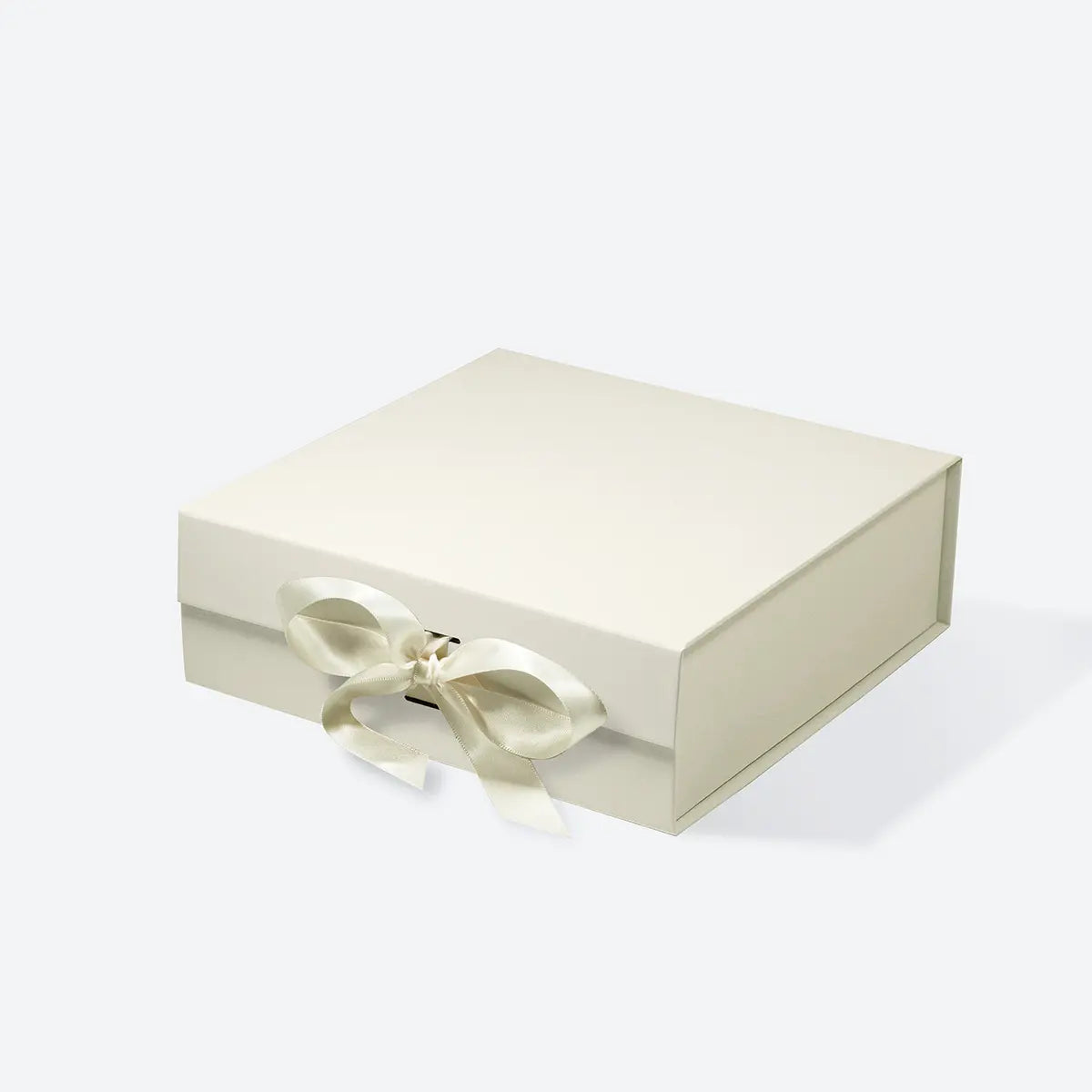 A5 Square Magnetic Gift Box Ivory with ribbon