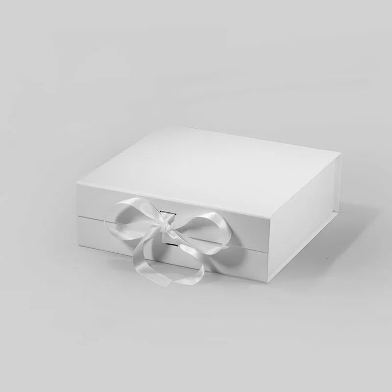 A5 Square Magnetic Gift Box White with ribbon
