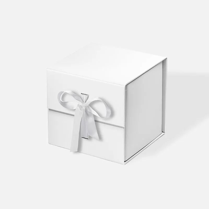 A6 Cube Magnetic Gift Box White with ribbon