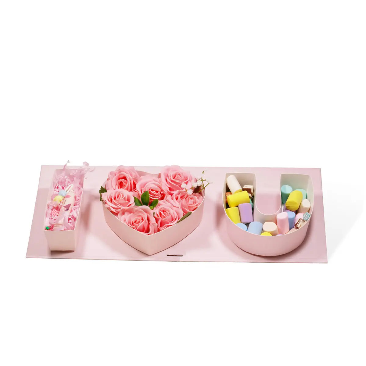 I Love You Shaped Gift Packaging Box with Window Pink
