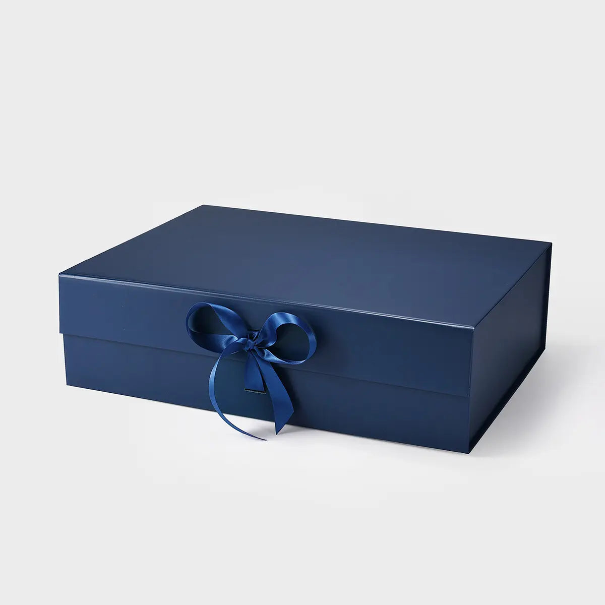 Large Magnetic Gift Box Navy Blue with ribbon