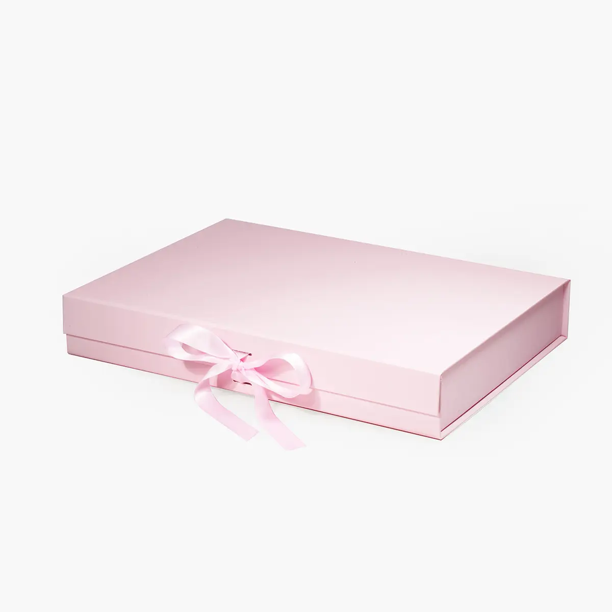 Large Shallow Magnetic Gift Box Pink with ribbon