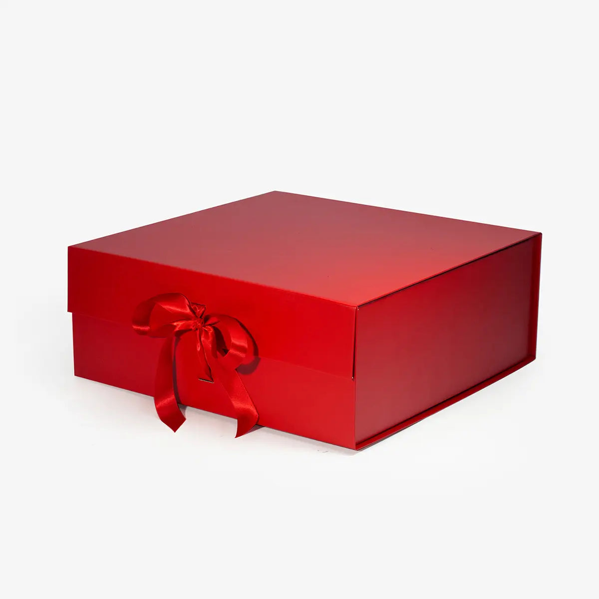 Large Square Magnetic Gift Box Red with ribbon