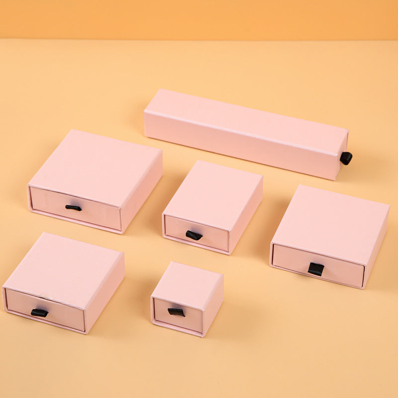 Pink Drawer Gift Box with black flocking foam lining