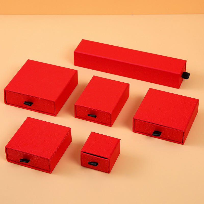 Red Drawer Gift Box with black flocking foam lining
