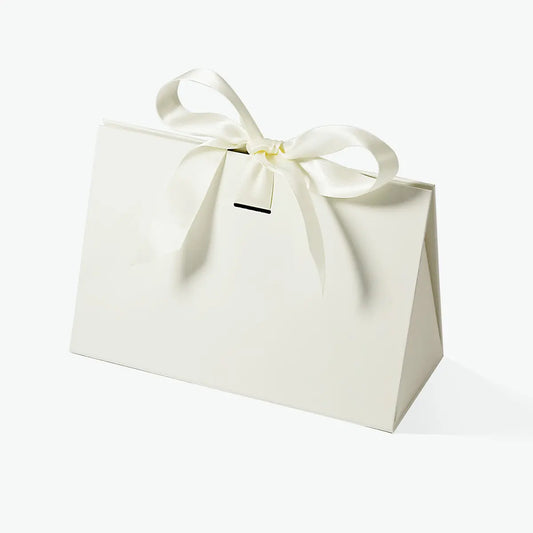Small Triangle Shaped Gift Bag with Ribbon Ivory with ribbon