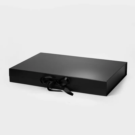 XL Shallow Magnetic Gift Box Black with ribbon