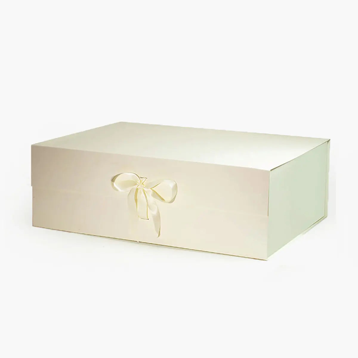 XXL Big Magnetic Gift Box Ivory with ribbon