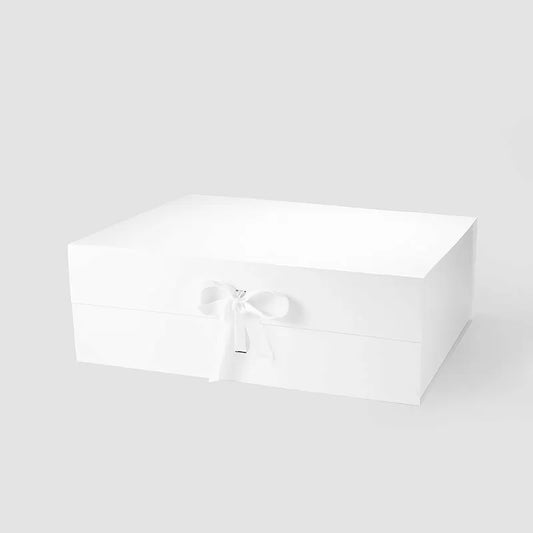 XXL Big Magnetic Gift Box White with ribbon