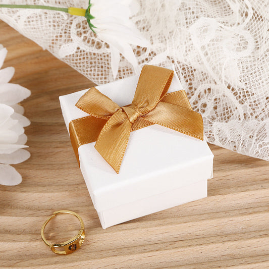 12pieces Luxury Jewelry Storage Rigid Gift Box Packaging White Gold ribbon