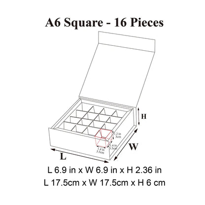 16 Piece/Cavity A6 Square Empty Chocolate Confectionery Packaging Rigid Box
