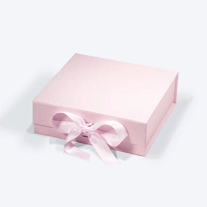 16 Piece/Cavity A6 Square Empty Chocolate Confectionery Packaging Rigid Box Pink with ribbon