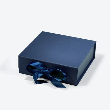 16 Piece/Cavity A6 Square Empty Chocolate Confectionery Packaging Rigid Box Navy Blue with ribbon