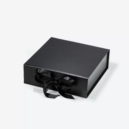 16 Piece/Cavity A6 Square Empty Chocolate Confectionery Packaging Rigid Box Black with ribbon