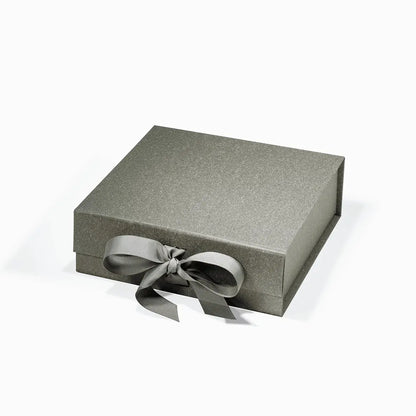 16 Piece/Cavity A6 Square Empty Chocolate Confectionery Packaging Rigid Box Gray with ribbon