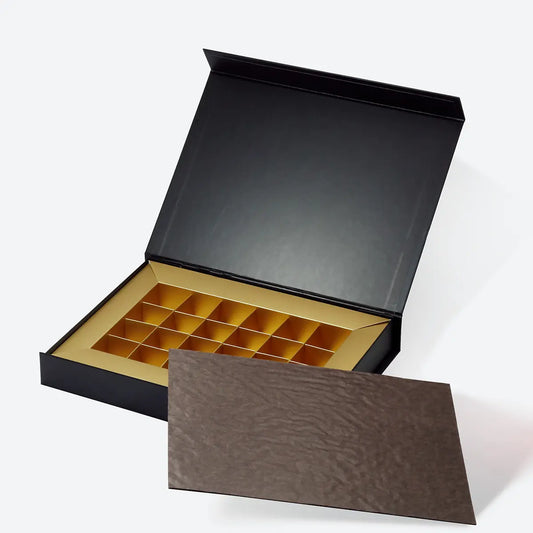24 Piece/Cavity Medium Shallow Rigid Empty Chocolate Confectionery Packaging Box Black