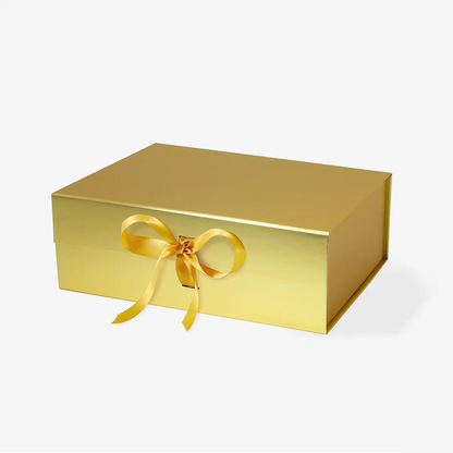 A4 Deep Gold Magnetic Gift Box with Ribbon