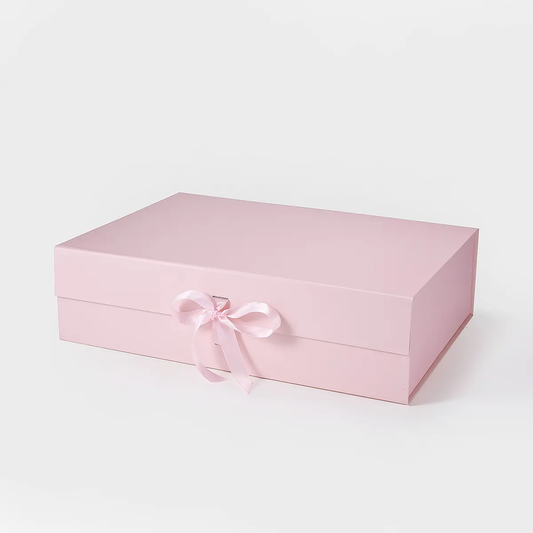 A3 Shallow Pink Magnetic Gift Box with Ribbon