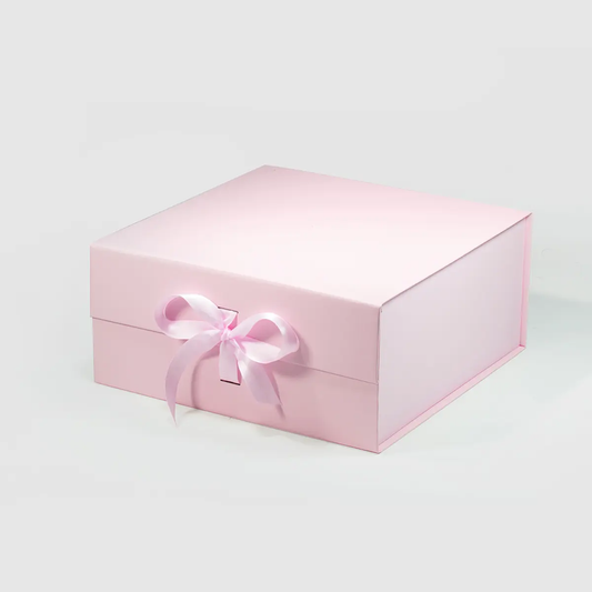 Medium Square Pink Magnetic Gift Box with Ribbon