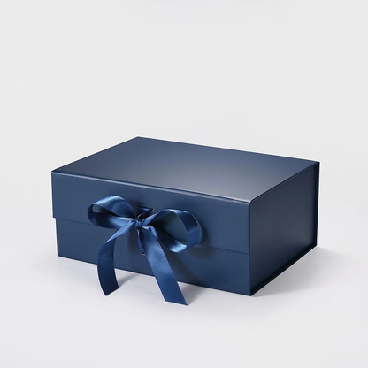 A5Deep Navy Blue Magnetic Gift Box with Ribbon