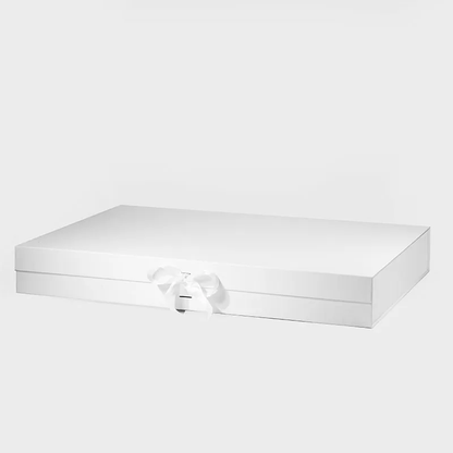 XXXL Shallow White Magnetic Gift Box with Ribbon