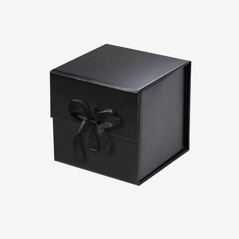 A6 Cube Black Magnetic Gift Box with Ribbon