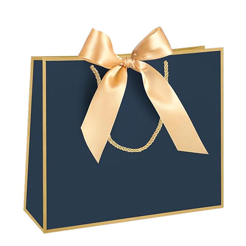 A1 Navy Blue Paper Gift Bag with Gold Border and gold ribbon A1 size 43*14*32cm
