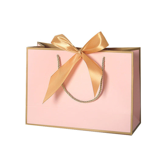 A1 Pink Paper Gift Bag with Gold border and ribbon A1 size 43*14*32cm