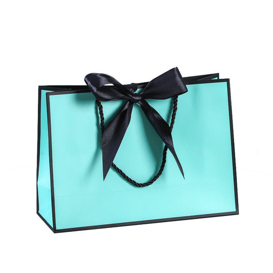 A1 Tiffany Blue Paper Gift Bag with Black Border and black ribbon A1 size 43*14*32cm
