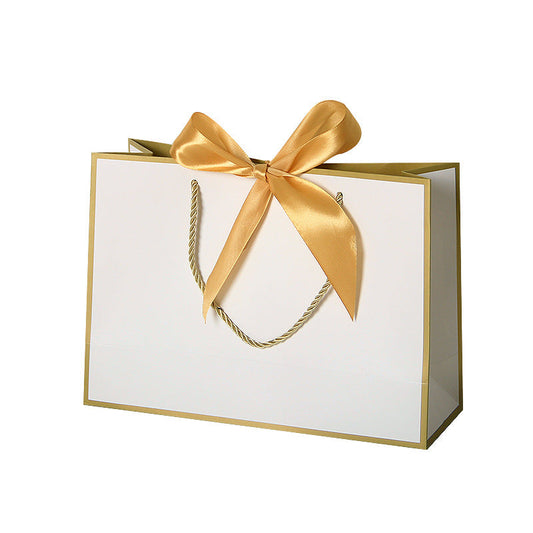 A1 White Paper Gift Bag with Gold border and ribbon A1 size 43*14*32cm