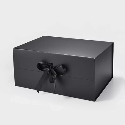 A3 Deep Magnetic Gift Box Black with ribbon