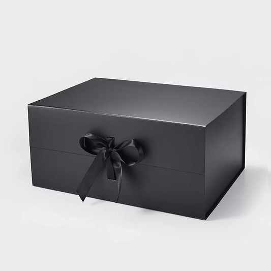 A3 Deep Magnetic Gift Box Black with ribbon