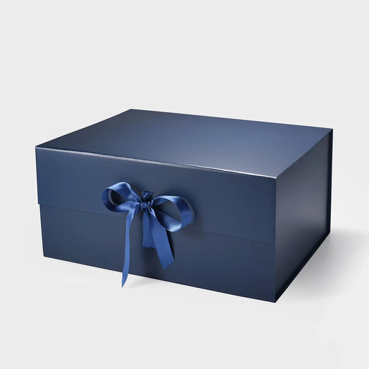 A3 Deep Magnetic Gift Box Navy Blue with ribbon