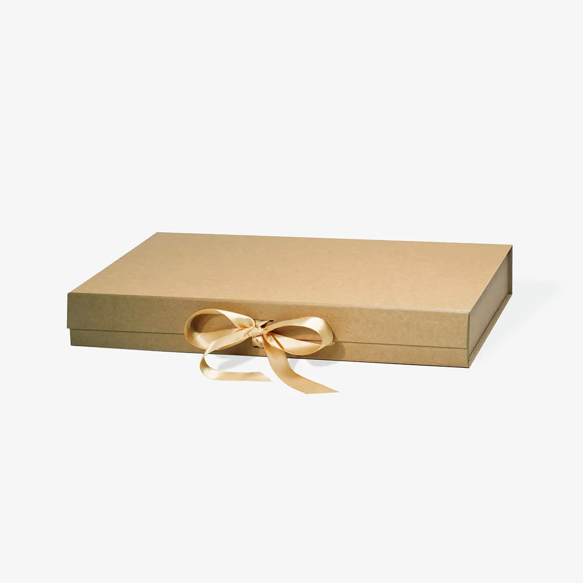 A3 Kraft Extra Shallow  Magnetic Gift Box With Ribbon - Liyueyi Gift Box Boutique
